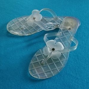 VTG jelly flip flops with flower detail